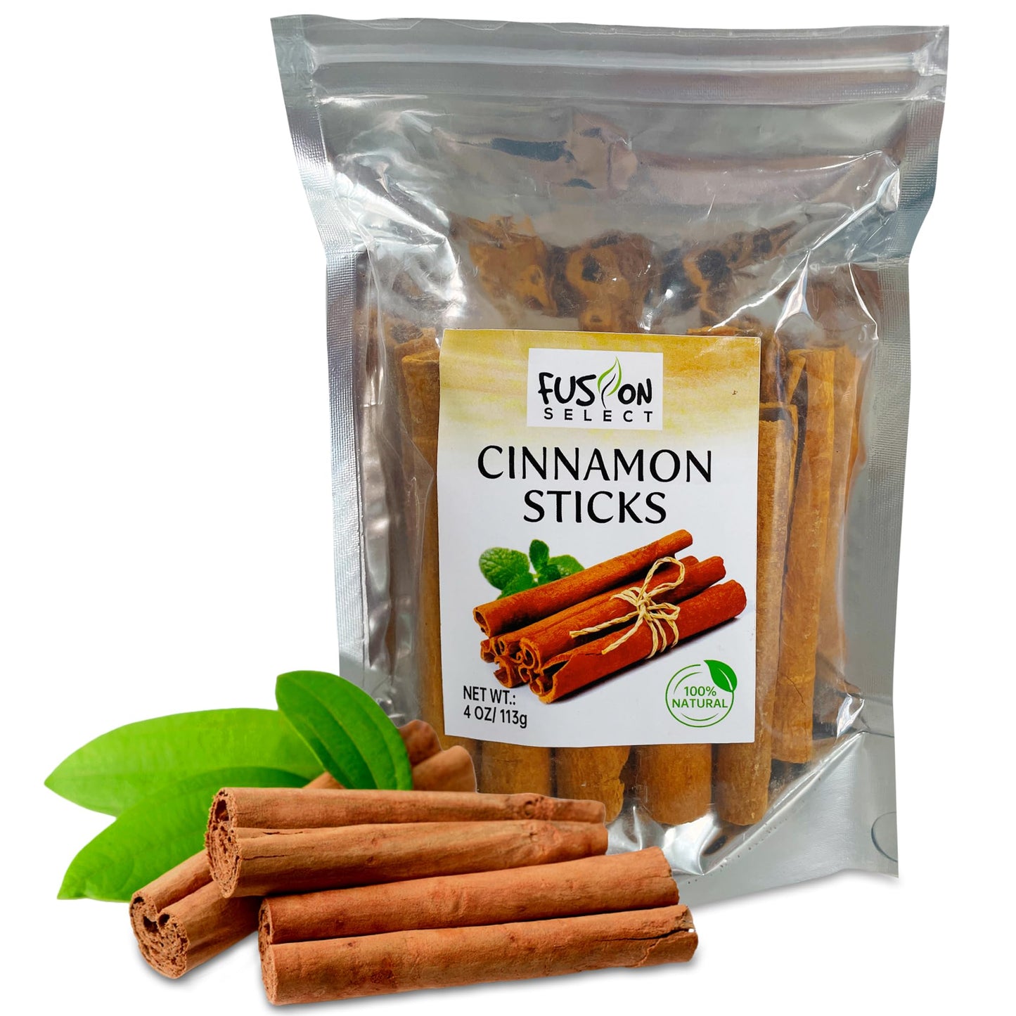 Fusion Select 16 Oz Cinnamon Sticks - Whole Canela Bark Pieces for Asian, Indian, & Middle Eastern Cuisine - Herbs & Spices for