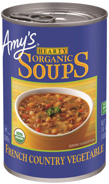 Amy’S Soup, Vegan Hearty French Country Vegetable Soup, Gluten Free, Made With Organic Rice, Vegetables And Herbs, Canned Soup, 14.4 Oz
