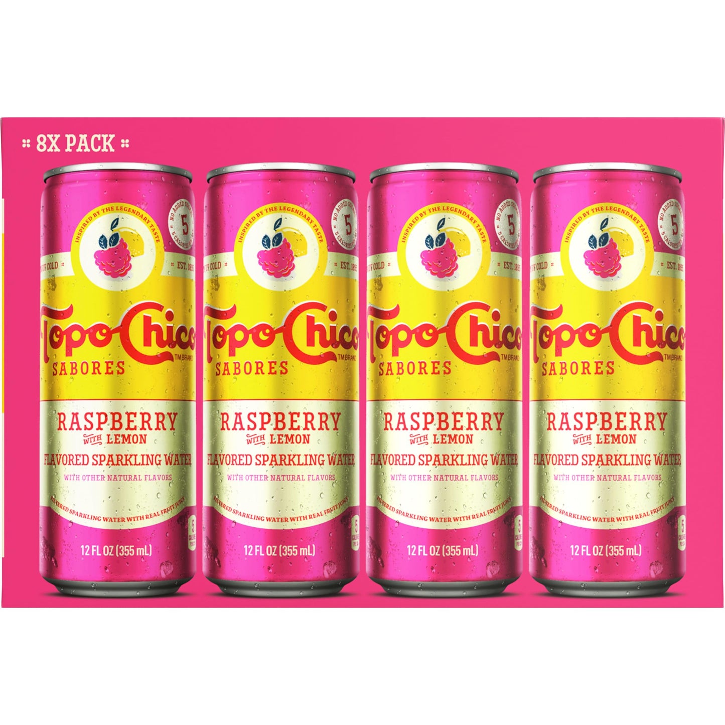 Topo Chico Sparkling Water Raspberry Lemon Flavored 12oz 8-Pack