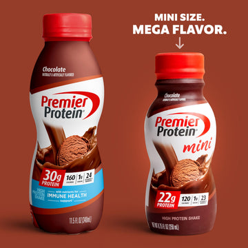 Premier Protein Shake MINIs, Chocolate, 22g Protein, 120 Calories, No Added Sugar, 8.75 fl oz, 12 Pack (Packaging May Vary)