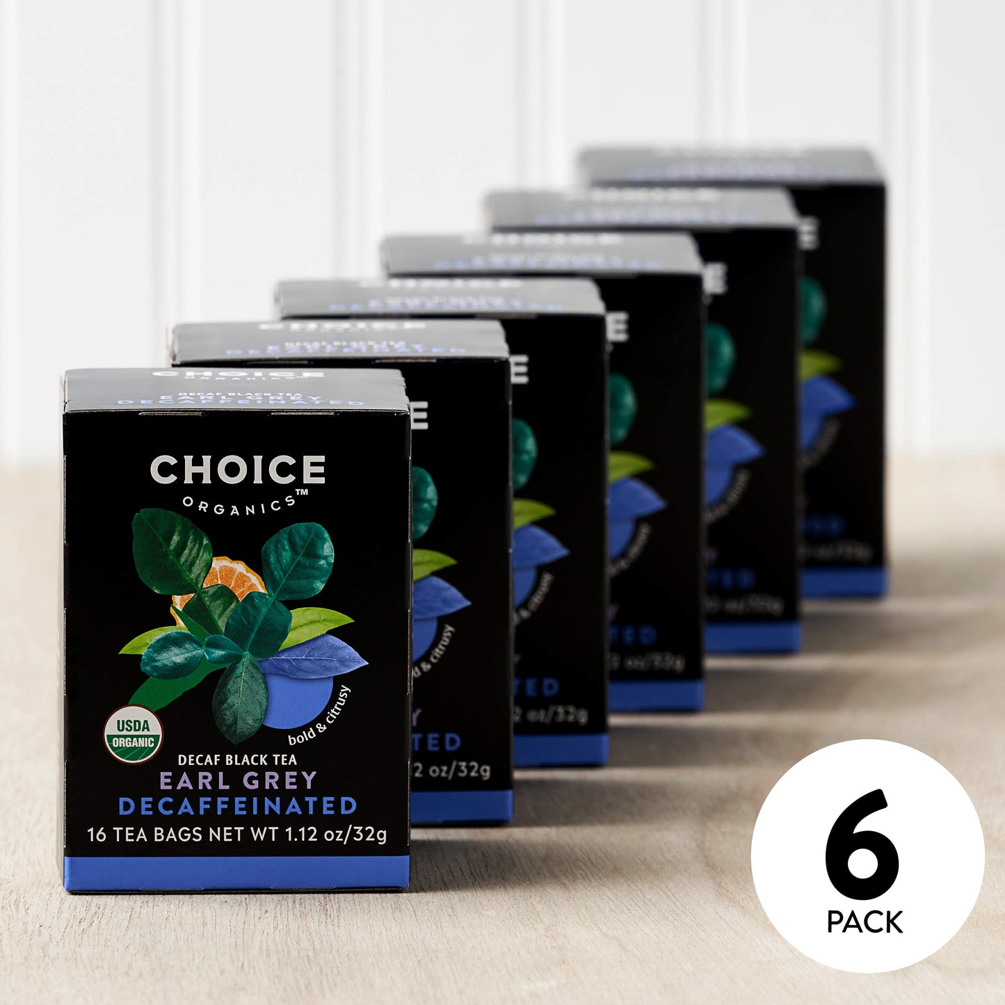 Choice Organics Organic Decaffeinated Earl Grey Tea with Bergamot - 96 Organic Black Tea Bags - 16 Count (Pack of 6)