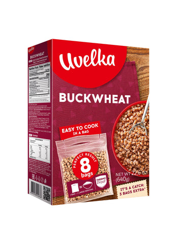 Uvelka Buckwheat Boil-In-Bag 8 Bags 80 Gr (Pack Of 2)