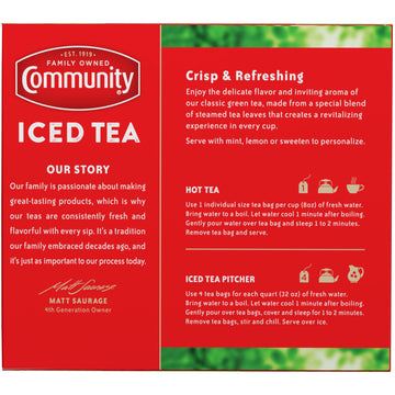 Community Coffee Signature Iced Tea, 48 Family Size Tea Bags, 48 Count Box (Pack Of 1)
