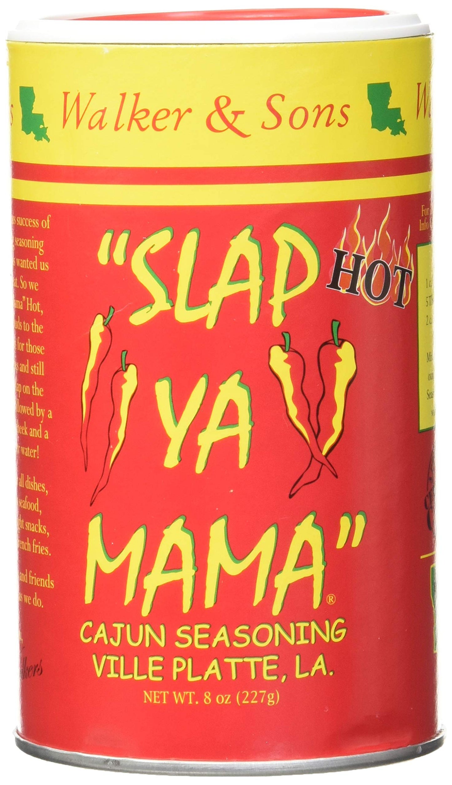 Slap Ya Mama Cajun Seasoning from Louisiana, Hot Blend, No MSG and Kosher, 8 Ounce Can, Pack of 3