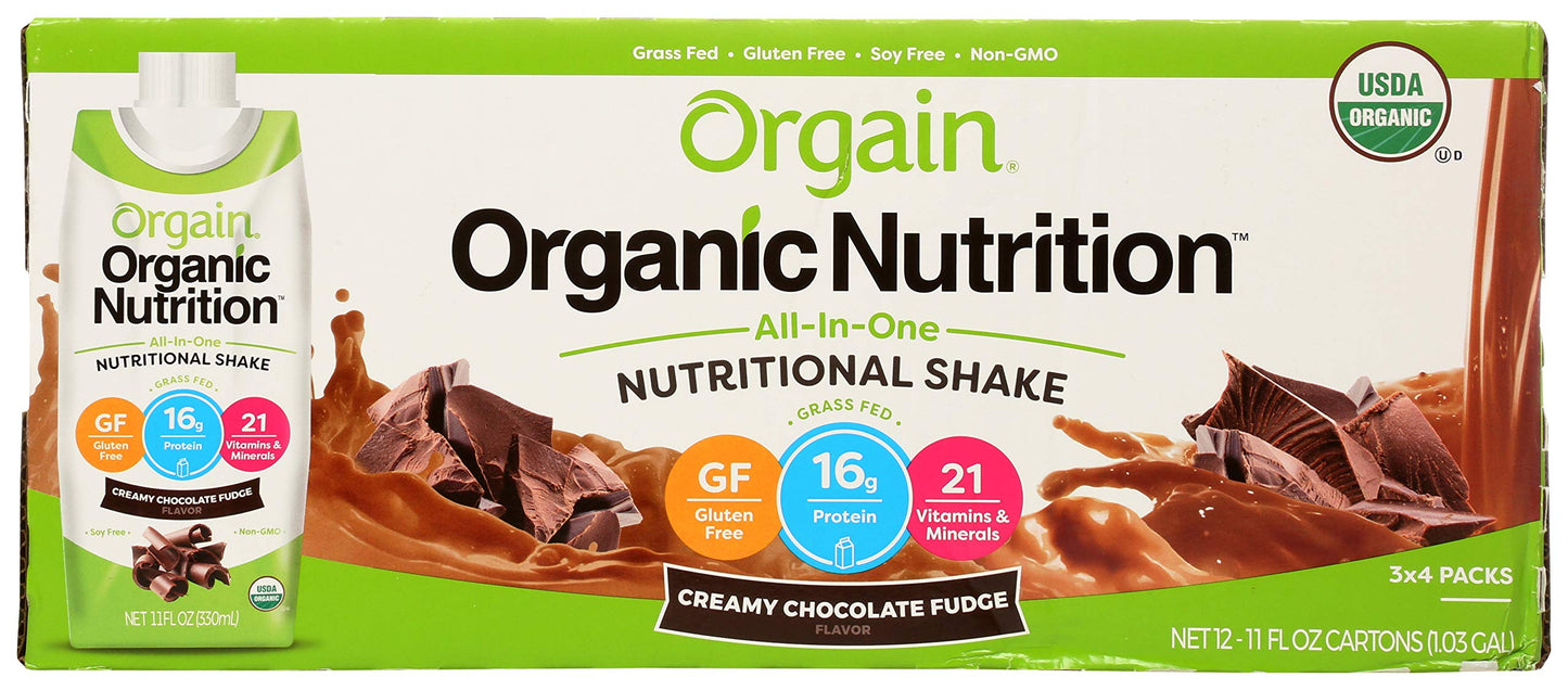 Orgain Chocolate Fudge Nutritional Shake,11 Fl Oz (Pack Of 12)