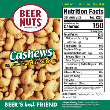 Malt-Inspired Nuts Cashews - Sweet & Salty Cashews - Gluten Free, Kosher, Low Sodium Nut Snacks Made In The Usa - 12Oz Resealable Can (Pack Of 2)