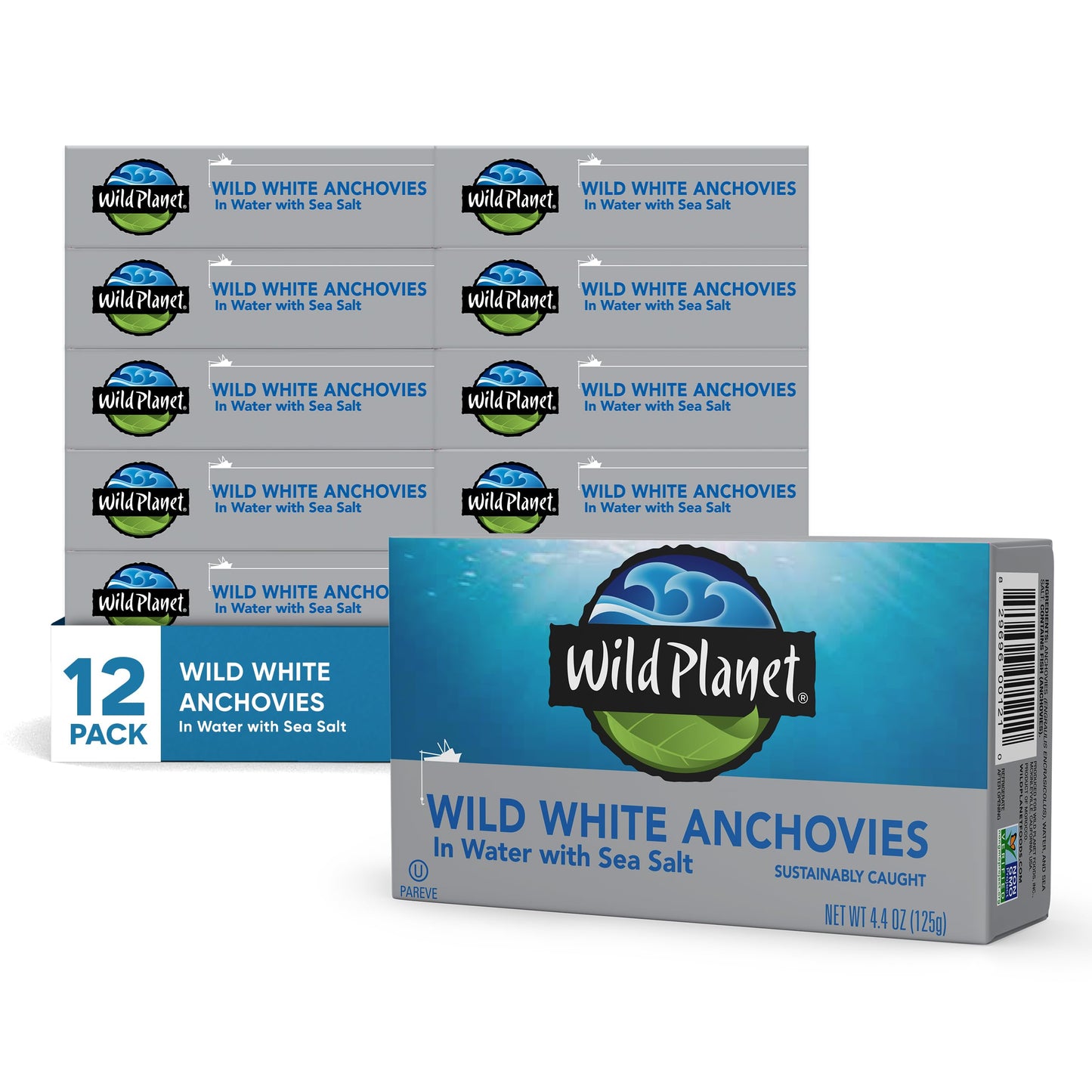 Wild Planet Wild Anchovies in Water with Sea Salt, 3rd Party Mercury Tested, 4.4 Ounce (Pack of 12)