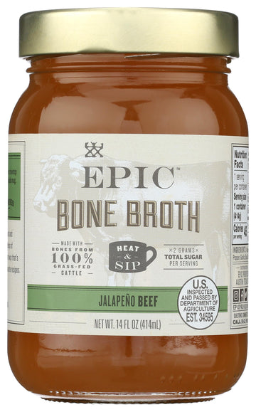 Epic Artisanal Bone Broth, Beef Jalapeno Sea Salt, 14 Oz.