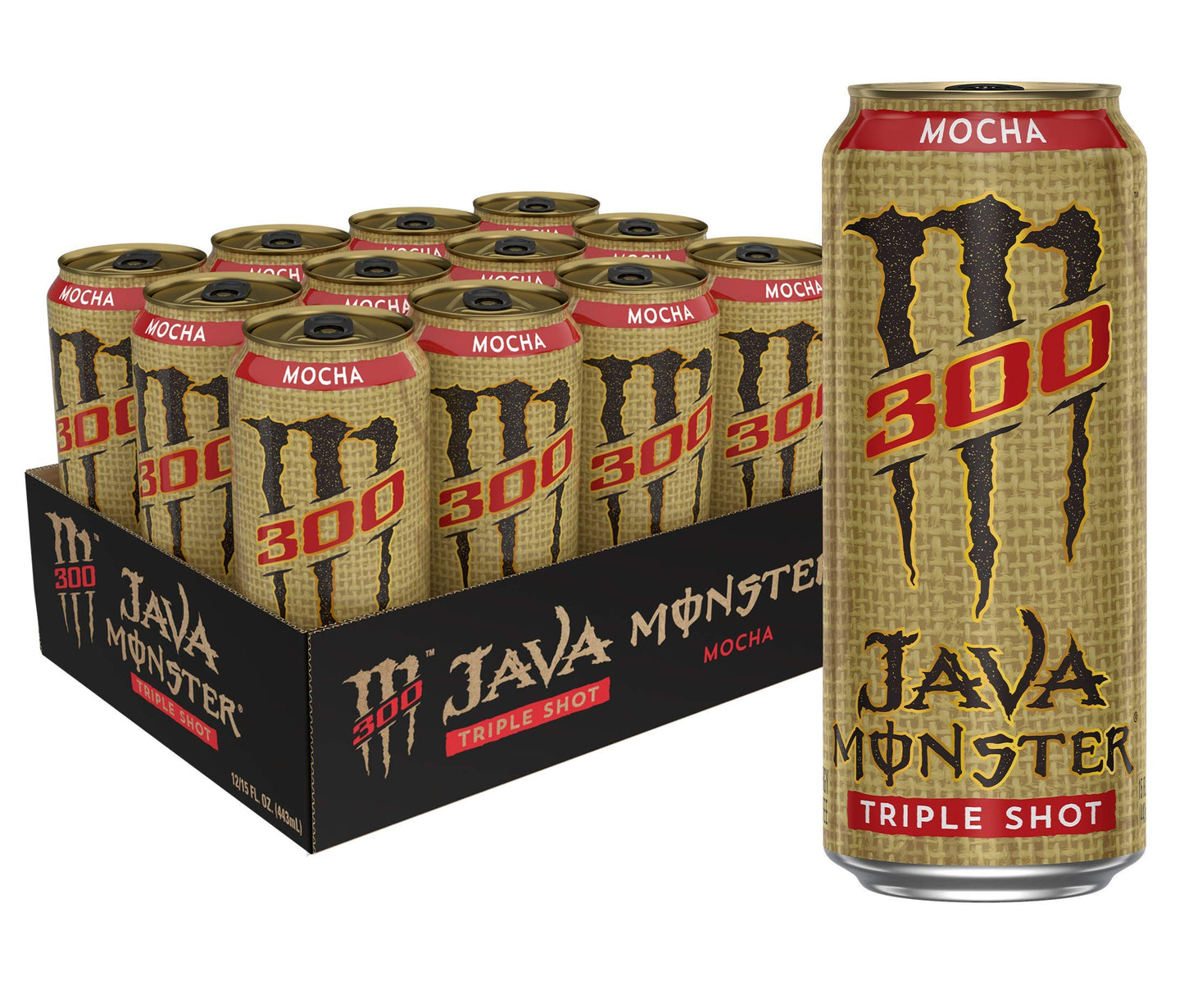 Monster Energy Java 300 Triple Shot Coffee, Rich Brown, 15 Fl Oz, Pack of 12