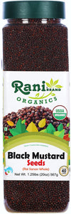 Rani Organic Black Mustard Seeds Whole Spice (Rai Sarson) 20oz (1.25lbs) 567g PET Jar ~ All Natural | Vegan | Gluten Friendly |