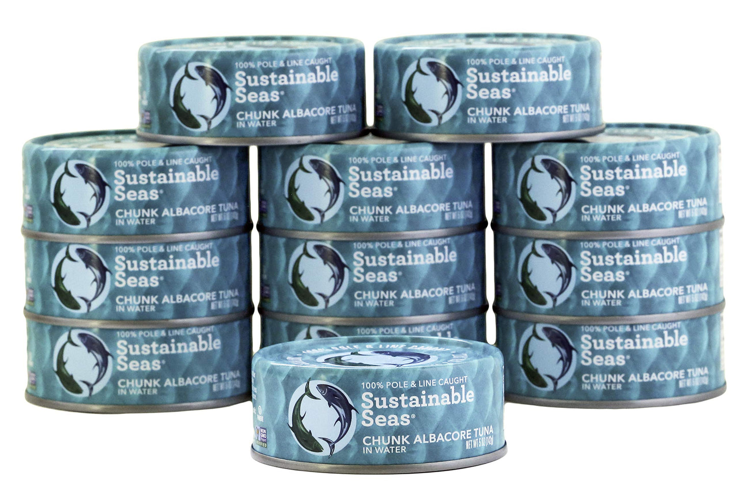 Sustainable Seas, Chunk Albacore Tuna in Water, 5 Ounce, 3rd party mercury tested, 100% sustainably caught (Pack of 12)