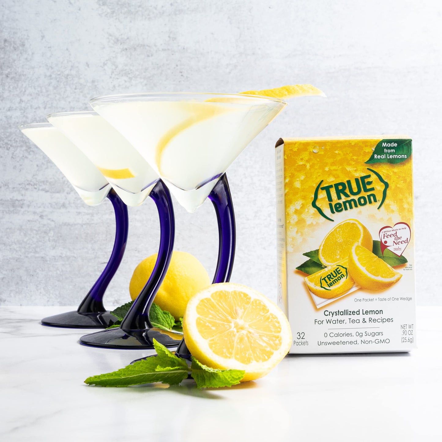 True Lemon Crystalized Lemon 32 Packet Box (3 Pack) - 96 Single Packets, 0.03 Ounce Each - Perfect for Drinks and Recipes