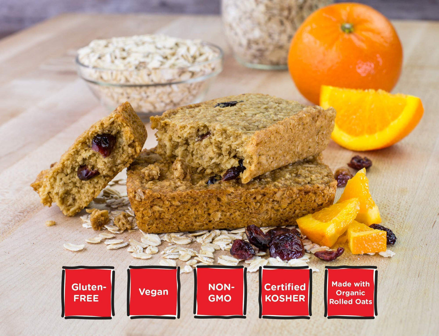 Bobos Oat Bars, Gluten Free, Cranberry Orange Flavor, Pack of 12, Whole Grain Oats, Brown, Model 102-D