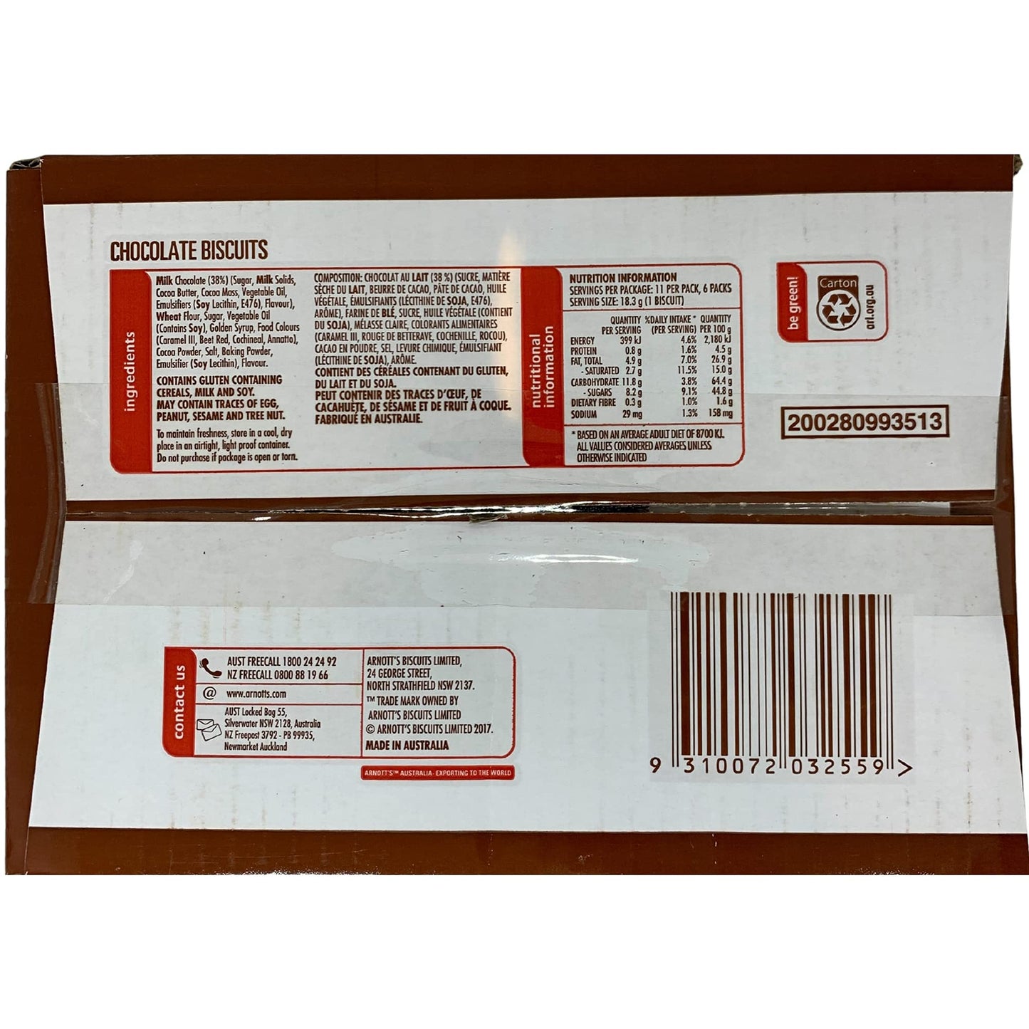 Tim Tam Cookies Arnotts - 6 Pack - Australian Original Chocolate Biscuits - 66 Biscuits Total
