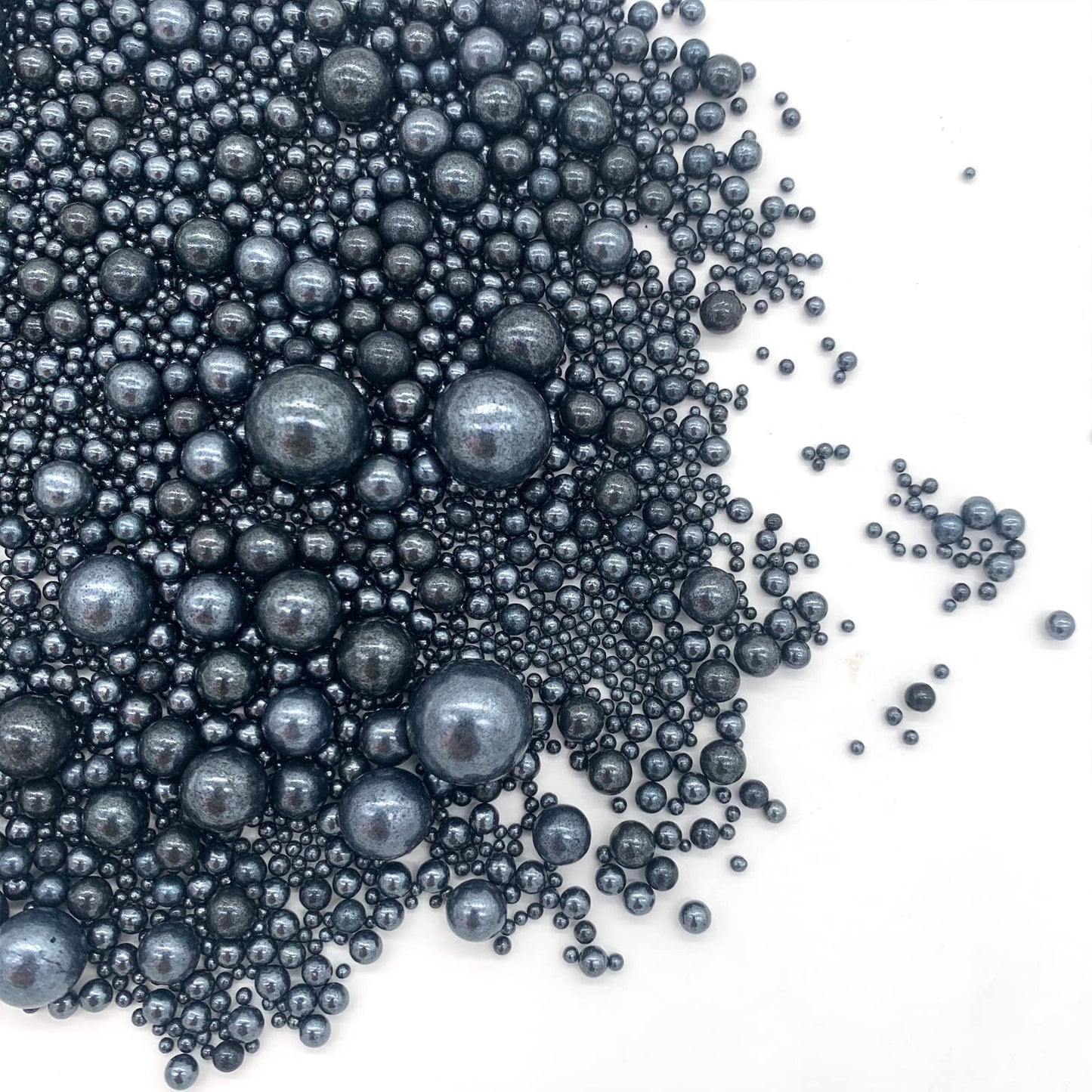 Weraru Edible Black Pearl Sugar Sprinkles Candy Mixing Size Baking Edible Cake Decorations Cupcake Toppers Cookie Decorating Cel