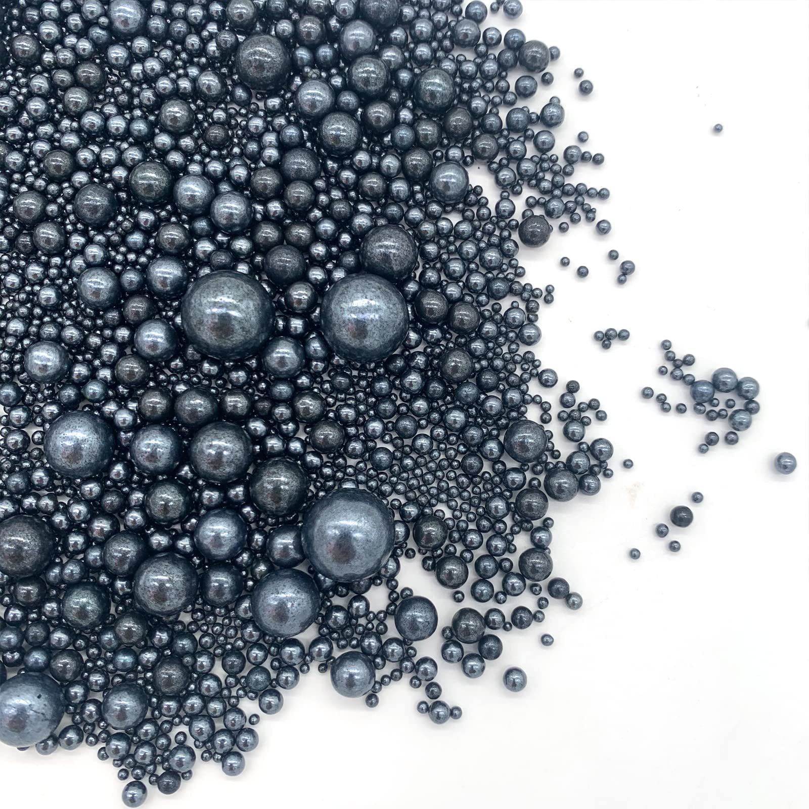Weraru Edible Black Pearl Sugar Sprinkles Candy Mixing Size Baking Edible Cake Decorations Cupcake Toppers Cookie Decorating Cel