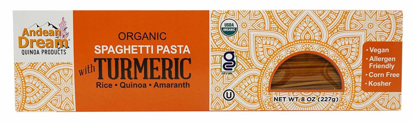 Andean Dream Organic Turmeric Spaghetti Pasta (12 Pack)