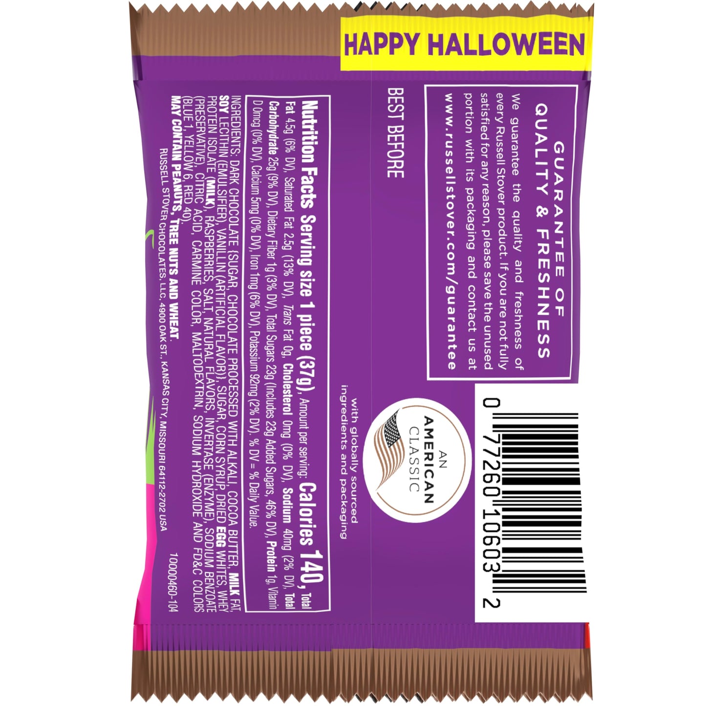 RUSSELL STOVER Halloween Dark Chocolate Raspberry Crme Pumpkin, 1.3 oz. (Pack of 18) - Bulk Halloween Candy