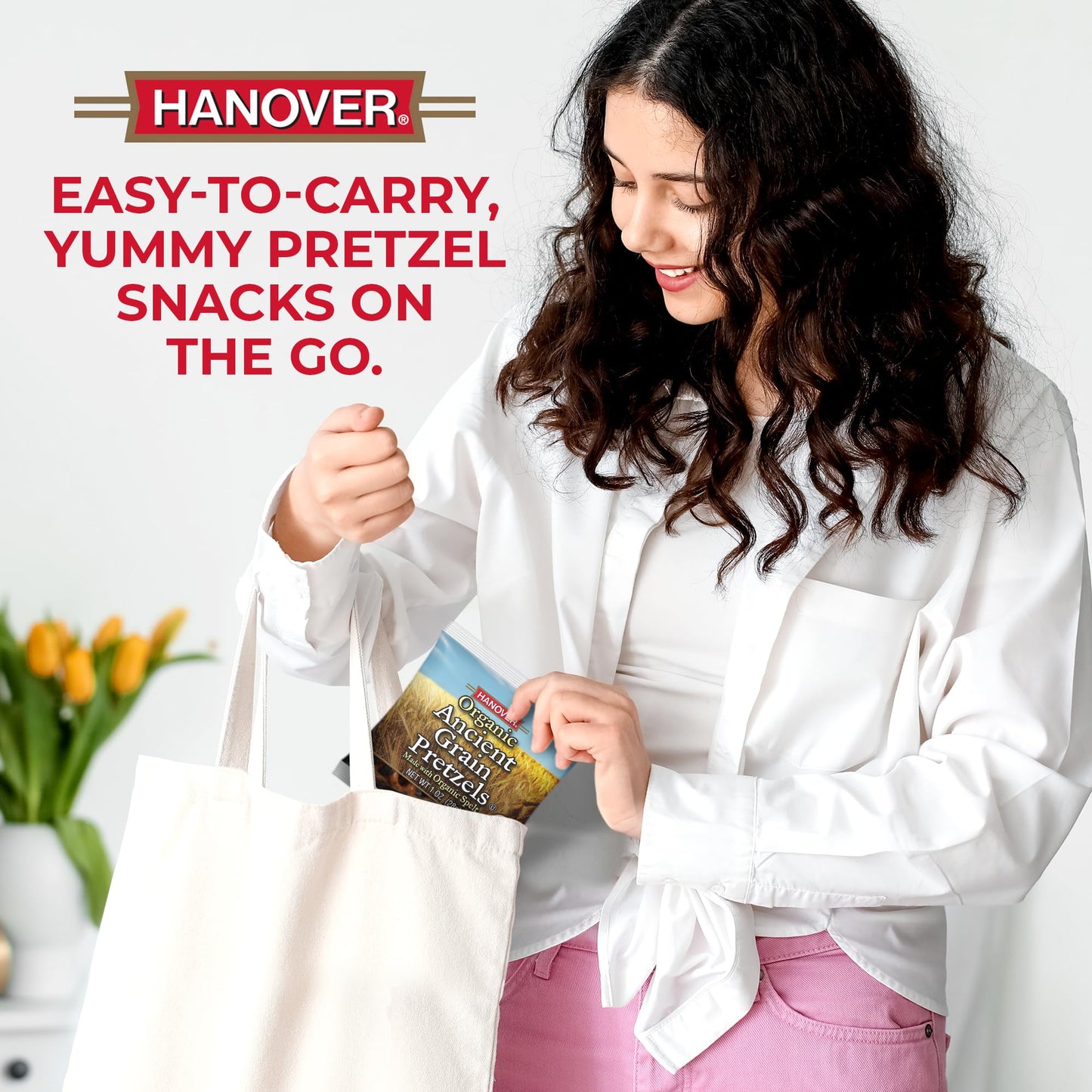 Hanover Organic Ancient Grain Spelt Pretzels, Low Fat, Kosher, Non-GMO, Sea Salt, Mini Packs, 1 Ounce, 24 Count