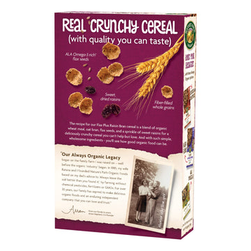 Nature s Path Organic Flax Plus Raisin Bran Cereal, Non-GMO, 20g Whole Grains, with Omega-3 Rich Flax Seeds, 14 Ounce - Pack of