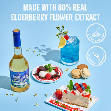 Gourmanity Elderflower Syrup 16.9 Fl Oz 2 Pack | 60% Real Fruit 3 Ingredient Elderflower Cordial | Floral & Fresh Elderberry Flo
