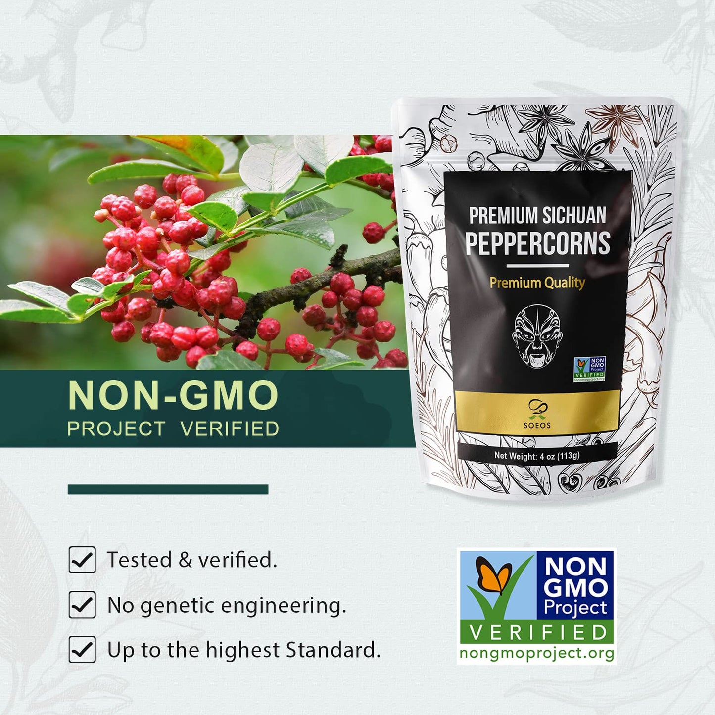 Soeos Premium Szechuan Peppercorns, 4Oz(113G), Authentic Sichuan Red Peppercorn, Numbing And Tingle Effect, Less Seeds, Strong Flavor, Essential For Mapo Tofu, Kung Pao Chicken And Asine Cusine