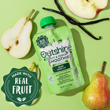 Outshine Pear Vanilla Yogurt Smoothie Pouches - Fruit Pouches, Ready-To-Drink Smoothies, Kids & Adults Pureed Foods - Fruit Pouc