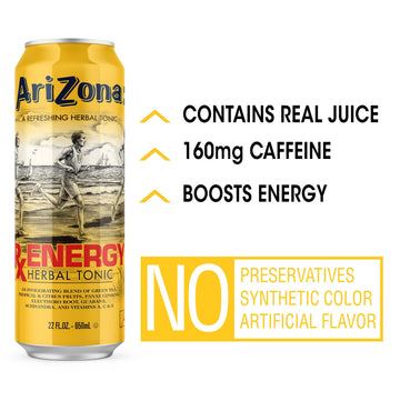 AriZona Energy Drink - Big Can, 22 Fl Oz, Pack of 24, Refreshing Energy Beverage