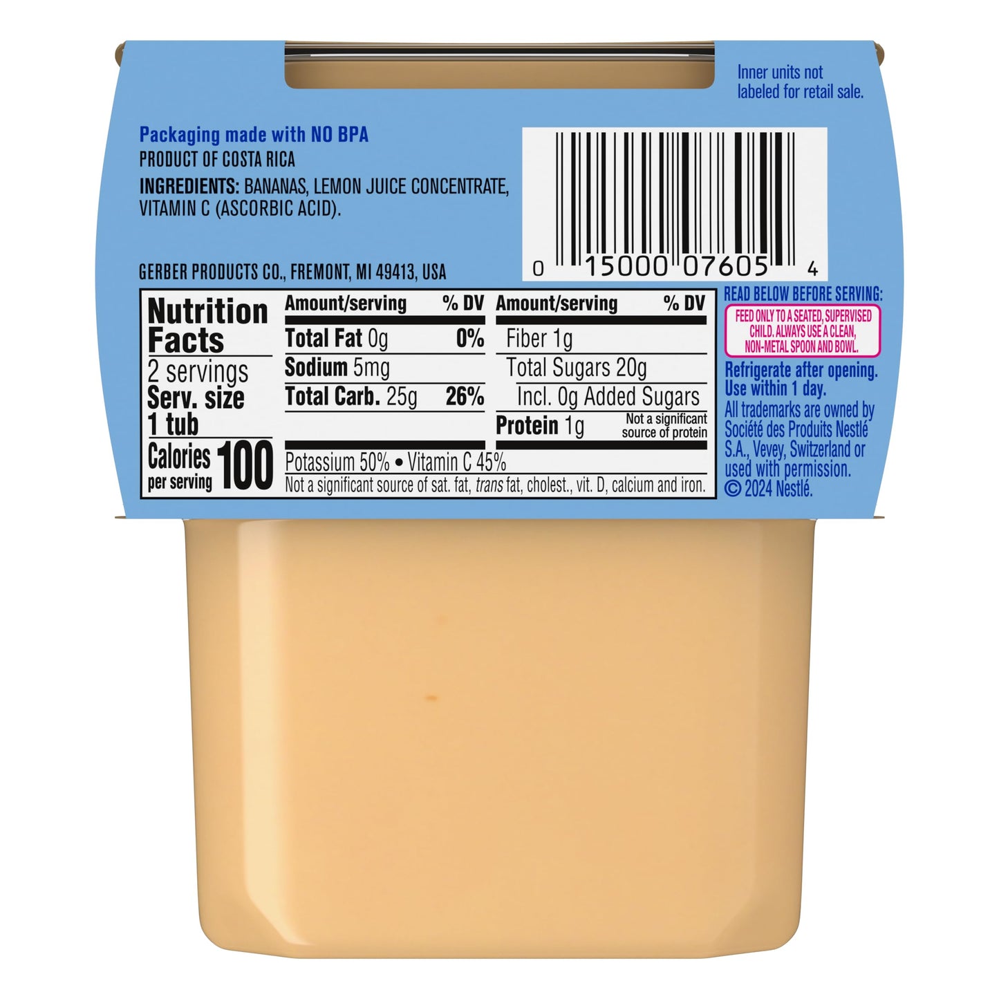 Gerber 2Nd Food Baby Food Banana Puree, Natural & Non-Gmo, 4 Ounce Tubs, 8 Ounce (Pack Of 8)