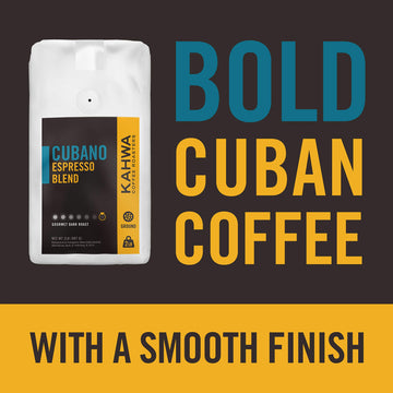 Kahwa Cuban Coffee Grounds, Cubano Dark Roast Espresso Blend, Ground Coffee, 2 Lb Bag