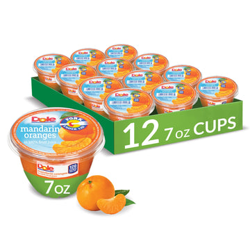 Dole Fruit Bowls Mandarin Oranges In 100% Juice Snacks, 7Oz 12 Total Cups, Gluten & Dairy Free, Bulk Lunch Snacks For Kids & Adults