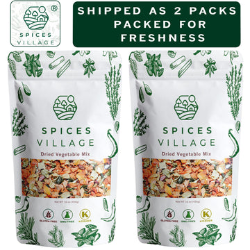Spices Village Dehydrated Vegetable Ramen Toppings, Mixed Flakes, 32 oz, Gluten Free, Non-GMO, Kosher, Resealable Bulk Bag