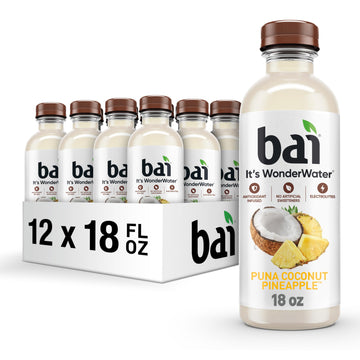 Bai Antioxidant Infused Water, Puna Coconut Pineapple, 12 Pack, with Vitamin C, No Artificial Sweeteners, 18 Fl Oz Bottles