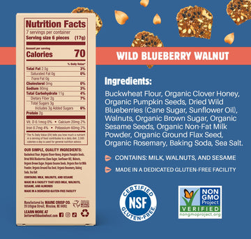 Maine Crisp Wild Blueberry Crisps - Gluten-Free Crackers With Blueberries, California Walnuts & Rosemary - Delicious Snack Crack