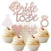 ZHUOWEISM Bride to Be Cupcake Toppers, 25 PCS Rose Gold Glitter Cake Decorations, Small Bamboo Picks for Bridal Shower and Bachelorette Party