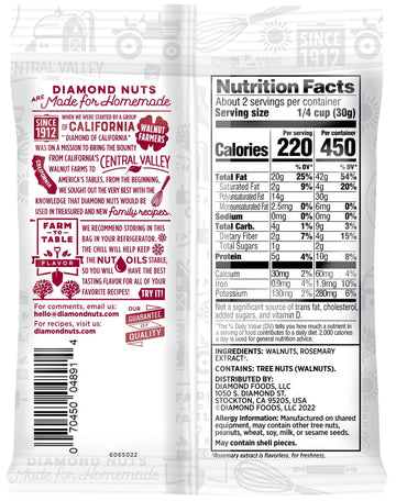 Diamond of California Chopped Walnuts, 2.25 oz, 12 Count, Model 70450048918