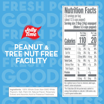 Jolly Time Healthy Pop Microwave Popcorn, Low Fat Gluten Free Non-GMO, 3oz Sharing Bag, 3 Bags Per Carton (Healthy Pop - Crispy