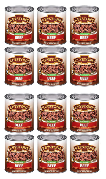 Keystone Meats All Natural Heat and Serve Canned Beef 28 Oz Fully Cooked Canned Meat Shelf Stable Emergency Survival Canned Food