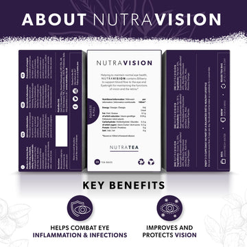 Nutravision - Eye Health Tea - Includes Bilberry & Eyebright - For General And Age-Related Eye Health - 40 Enveloped Tea Bags -