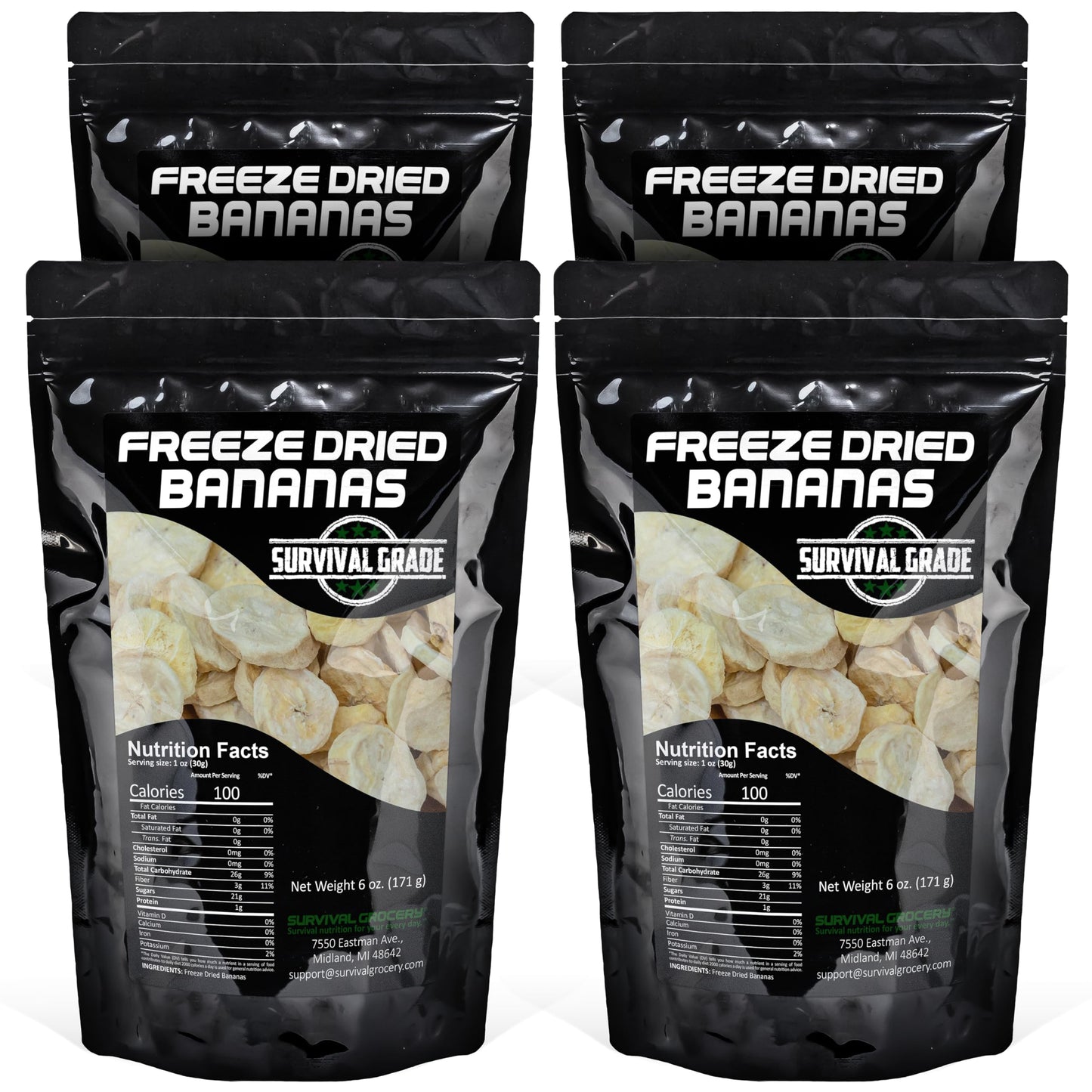 Survival Grocery - Freeze Dried Bananas (24 oz./4 Bags)