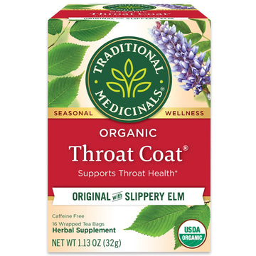 Traditional Medicinals Organic Throat Coat Herbal Tea, Supports Throat Health, (Pack Of 2) - 32 Tea Bags Total