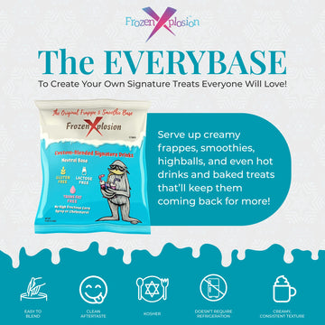 Frozen Xplosion Original Frappe & Smoothie Powder Mix Base, 12 Bags - Make Your Own Frappuccinos, Granitas, Soft Serve Ice Cream