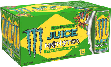 Monster Energy Juice Rio Punch, Energy + Juice, Energy Drink, 16 Ounce (Pack Of 15)