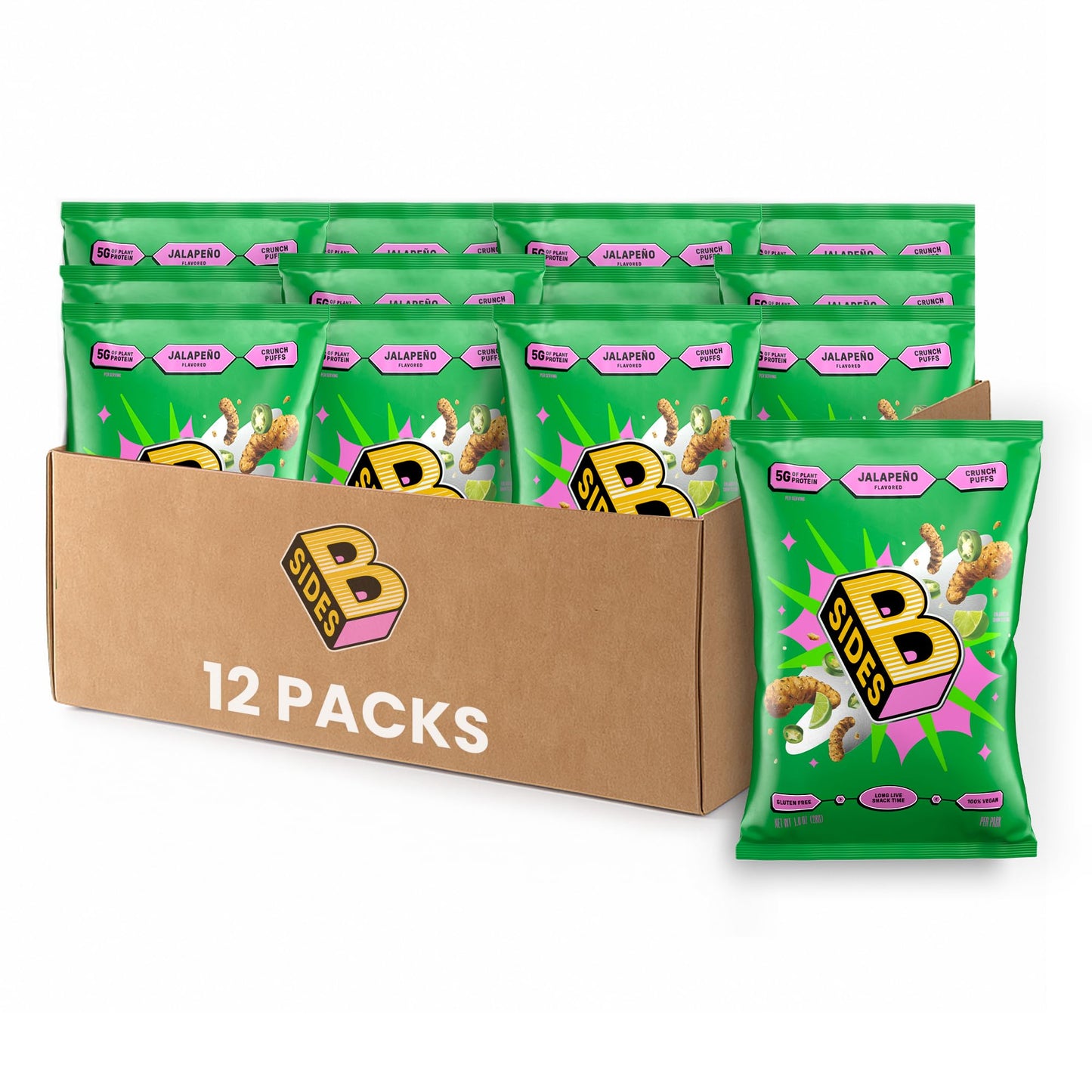 B-SIDES Crunch Puffs - Protein Puffs | Healthy Snacks, High Protein, Plant-Based, Allergen-Friendly, Upcycled Oats & Corn and Re