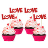 24Pcs Valentine'S Day Love Cupcake Toppers Glitter Pink Bow Sweet Love Cupcake Picks Valentine'S Day Theme Wedding Engagement Br