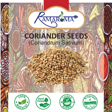 Ramaroma Coriander Seeds Whole, Indian Spice, 16 oz (453g), Gluten Friendly, NON-GMO, Vegan, Yellow