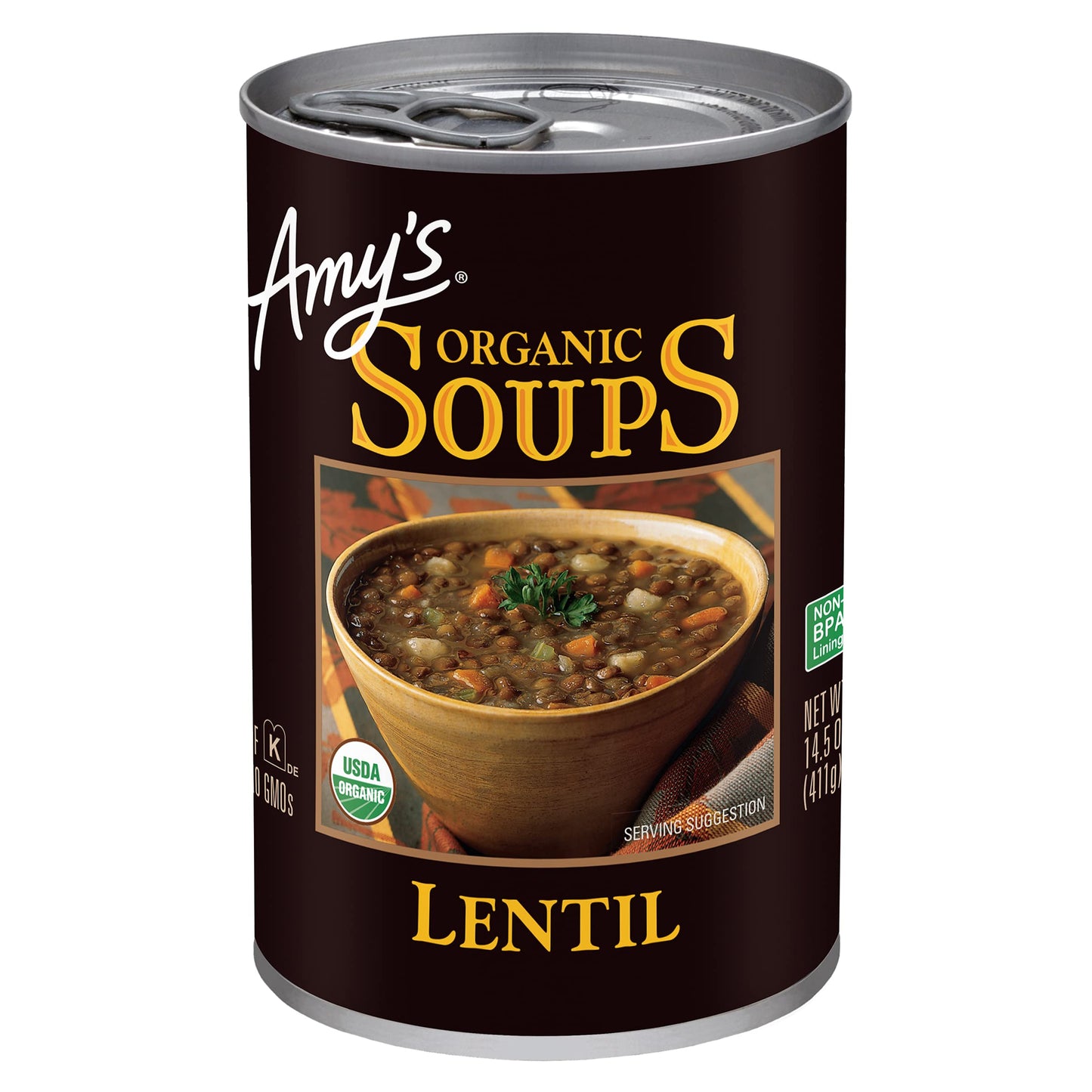 Amys Soup, Vegan Lentil Soup, Gluten Free, Made With Organic Green Lentils and Vegetables, Canned Soup, 14.5 Oz