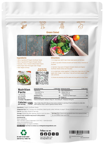 Organic Sunflower Seeds 4lbs | Raw Unsalted & Shelled - Whole Kernels | Low Carb Snack | Great for Baking Smoothies & Salad Toppings | Non-GMO Vegan Plant Based