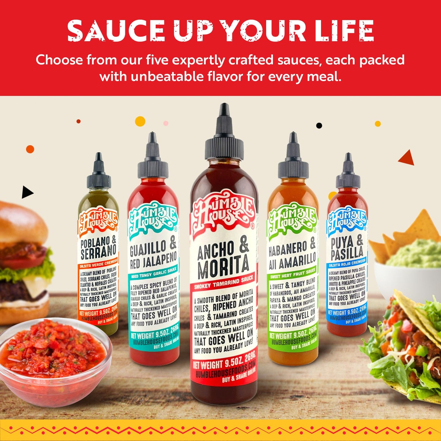 Humble House Ancho & Morita Chiles Hot Sauce, Vegan, Low Calories, 9.5 oz