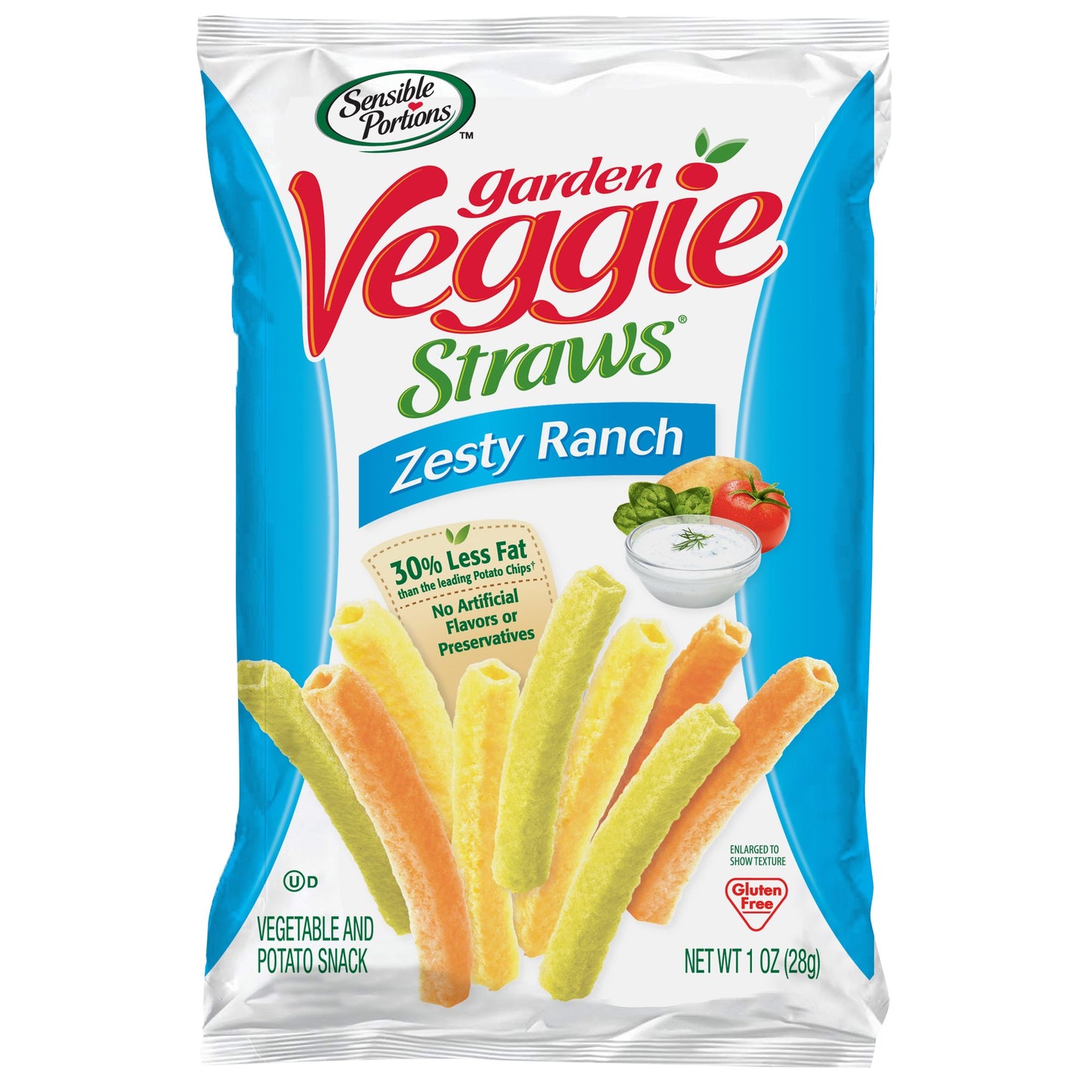 Sensible Portions Garden Veggie Straws, Zesty Ranch, 1 Ounce